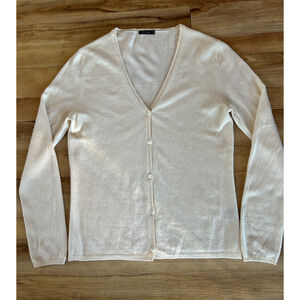 Manrico 100% Cashmere Cardigan — Ivory — Made in Italy — Size L
